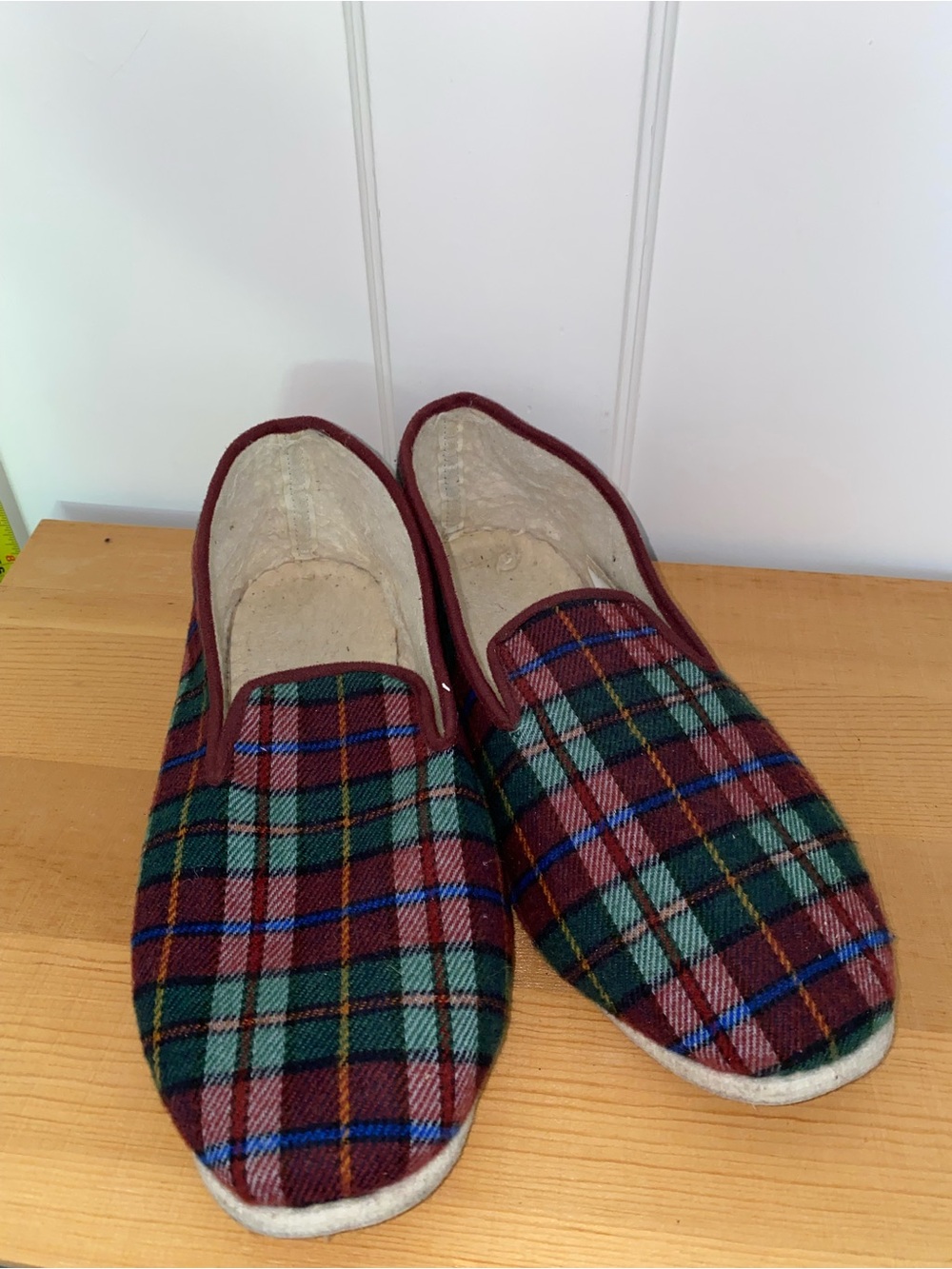 Vintage, French Plaid Slippers